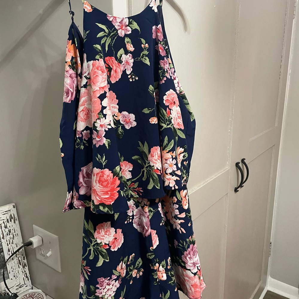 Lulus Blue and pink flowers romper